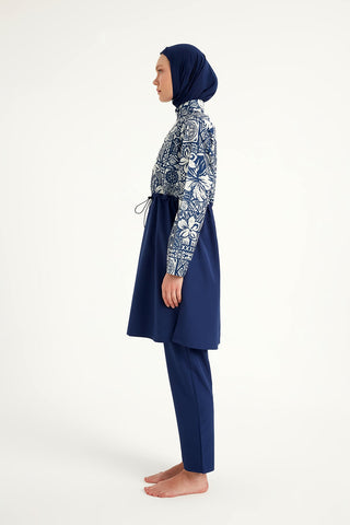Navy Blue Full Coverage Modest Swimwear Set for Women R2504 - By Baano