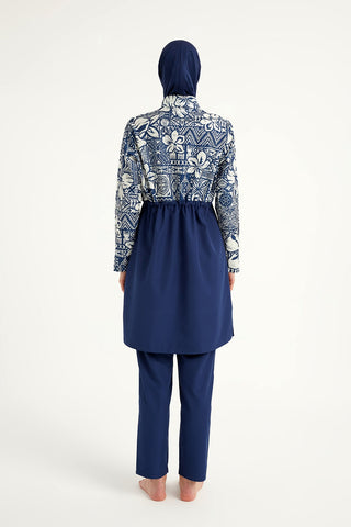 Navy Blue Full Coverage Modest Swimwear Set for Women R2504 - By Baano