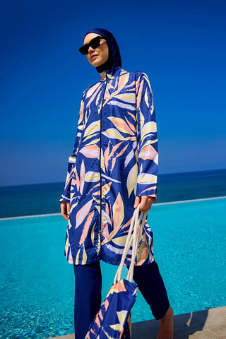 Navy Blue Full Coverage Modest Swimwear Set for Women R2508 - By Baano