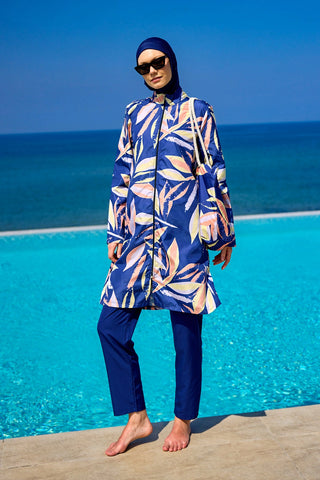 Navy Blue Full Coverage Modest Swimwear Set for Women R2508 - By Baano