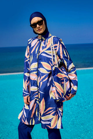 Navy Blue Full Coverage Modest Swimwear Set for Women R2508 - By Baano
