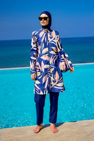 Navy Blue Full Coverage Modest Swimwear Set for Women R2508 - By Baano