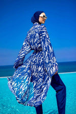 Rivamera Printed Chiffon Beach Kimono - RP2502 Marina Modest
