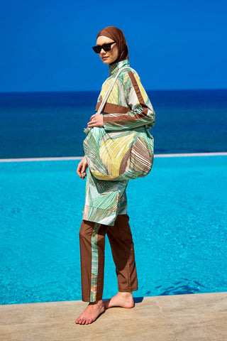 Brown Full Coverage Modest Swimwear Set for Women R2512 - By Baano