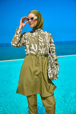 Green Full Coverage Modest Swimwear Set for Women R2506 - By Baano