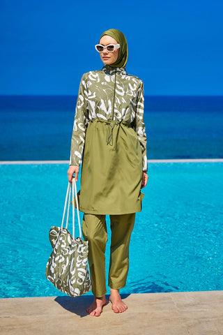 Green Full Coverage Modest Swimwear Set for Women R2506 - By Baano