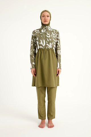 Green Full Coverage Modest Swimwear Set for Women R2506 - By Baano