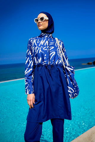 Navy Blue Full Coverage Modest Swimwear Set R2502 - By Baano