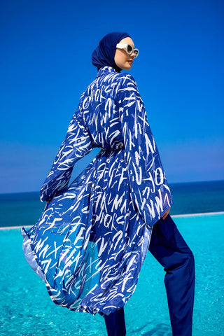 Navy Blue Full Coverage Modest Swimwear Set R2502 - By Baano