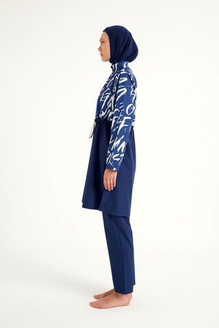 Navy Blue Full Coverage Modest Swimwear Set R2502 - By Baano