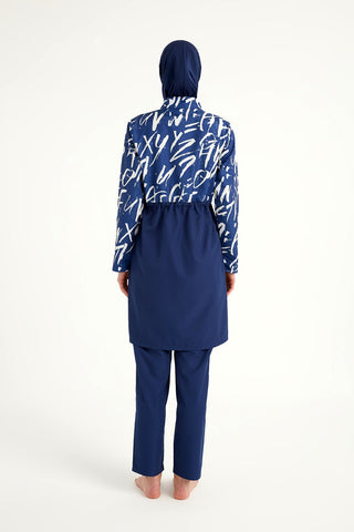 Navy Blue Full Coverage Modest Swimwear Set R2502 - By Baano