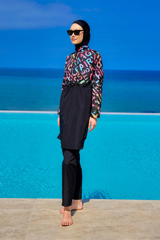Black Full Coverage Swimsuit Set for Women R2507 - By Baano