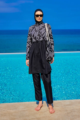 Black Full Coverage Modest Swimwear Set for Women R2509 - By Baano