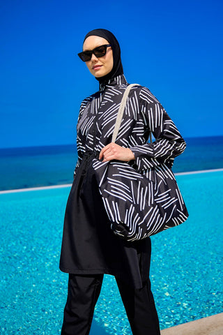 Black Full Coverage Modest Swimwear Set for Women R2509 - By Baano