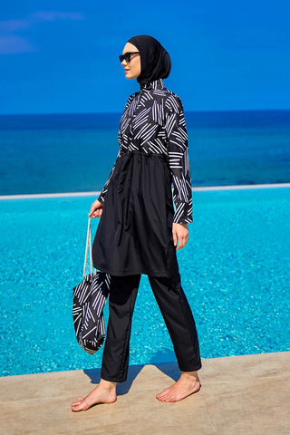 Black Full Coverage Modest Swimwear Set for Women R2509 - By Baano