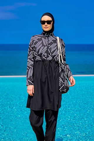 Black Full Coverage Modest Swimwear Set for Women R2509 - By Baano