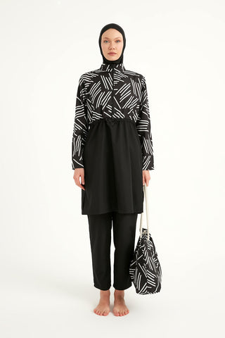 Black Full Coverage Modest Swimwear Set for Women R2509 - By Baano