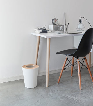 Trash Can - Round - Steel + Wood - By Baano