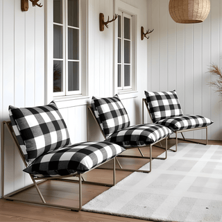 Black Check Outdoor Slipcovers, Compatible with IKEA Havsten - Made to Order