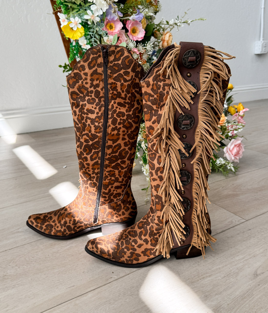 Rodeo Doll Fringe Boots in Leopard Naughty Monkey