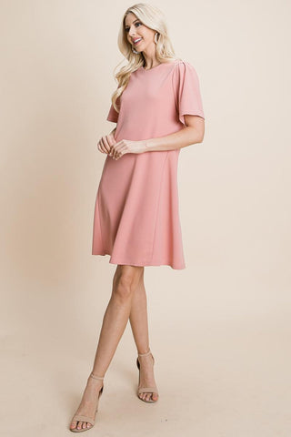 Loose Mini Dress V-Neck Short Sleeve Shift Dress