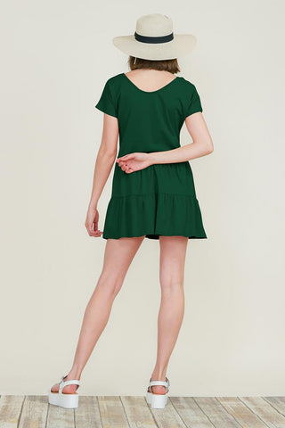 Ruffle Hem Short Sleeve 2 Layered Mini Dress