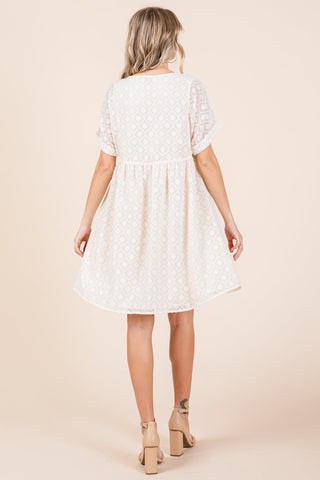 V Neck Geometric Print Babydoll A Line Mini Dress