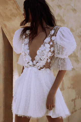 Romance Dreamer Puff Sleeves Mini Dress - By Baano
