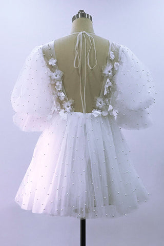 Romance Dreamer Puff Sleeves Mini Dress - By Baano