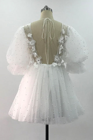 Romance Dreamer Puff Sleeves Mini Dress - By Baano
