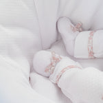 ROSE SWEET | Baby Girls White Floral Quilted Cotton Booties