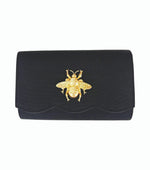 Ruby Scalloped - Faille Black Clutch