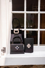 Ruby Scalloped - Faille Black Clutch