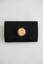 Ruby Scalloped - Faille Black Clutch