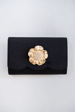 Ruby Scalloped - Faille Black Clutch