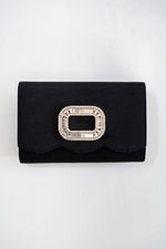 Ruby Scalloped - Faille Black Clutch