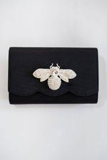 Ruby Scalloped - Faille Black Clutch
