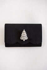 Ruby Scalloped - Faille Black Clutch