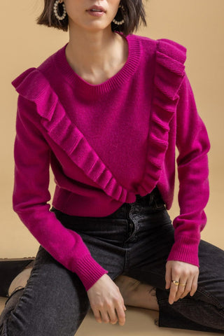 Ruffle Front Pullover Sweater