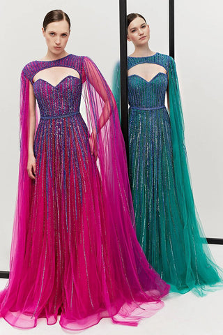 Runway Evening Beaded Maxi Dress - By Baano