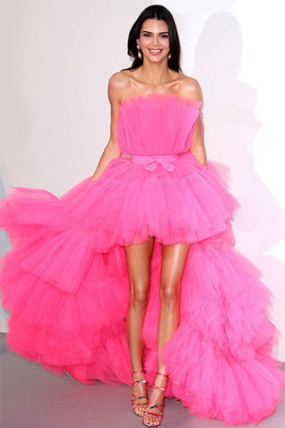 Runway Glam Hot Pink Tulle High-Low Maxi Dress - By Baano