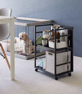 Two-Tier Hideaway Storage Cart (24" H)  - Steel - By Baano