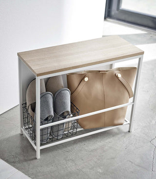 Entryway Storage Organizer & Bench (18" H)  - Steel + Wood - By Baano