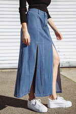 SWEET TALKING DENIM MIDI SKIRT - By Baano