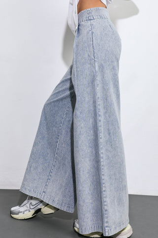 PLAY MY WAY STRIPED DENIM PANTS - By Baano
