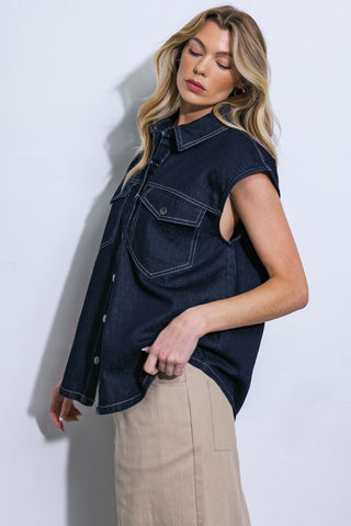 LET'S JUST RELAX DENIM TOP - By Baano