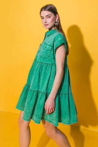 NO DULL MOMENTS DENIM MINI DRESS - By Baano