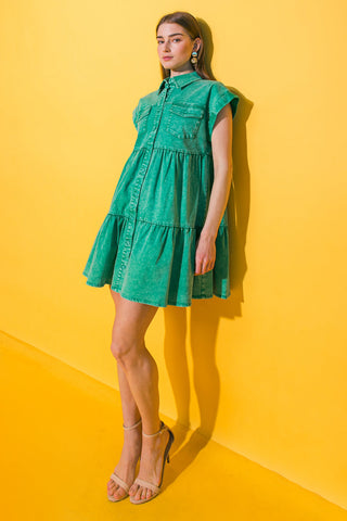 NO DULL MOMENTS DENIM MINI DRESS - By Baano