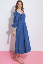 FEELIN'S GROOVY DENIM MIDI DRESS - By Baano