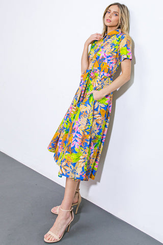 KEEP BLOOMING WOVEN MIDI DRESS - By Baano
